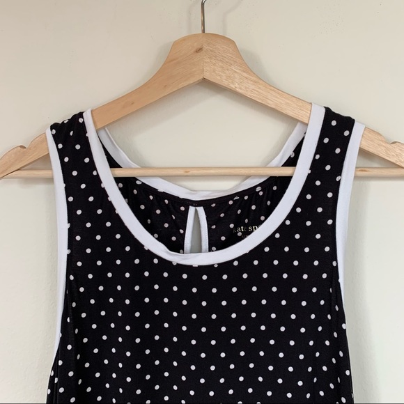 Kate Spade Black w/White Polka Dots Flounced Tank Top - Picture 3 of 8
